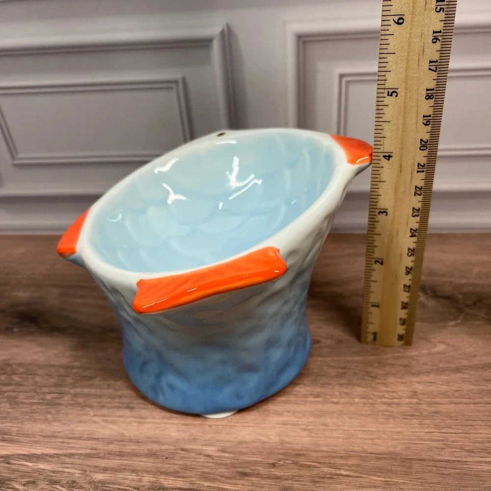 Ceramic Fish Bowls Set Of 2 Blue Pink Cute Pet Food Water Dishes
